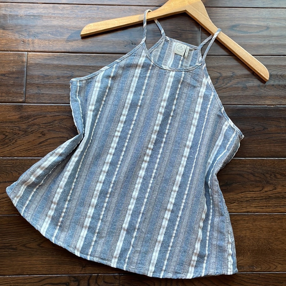 Paper Crane Anthropologie Linen vertical stripe oversized box tank top
